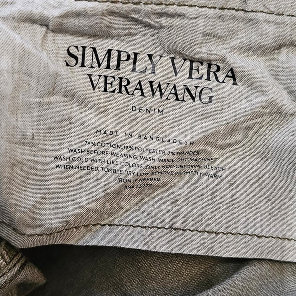 Simply Vera Wang Mid Rise Shorts Denim Bottoms Womens Plus Size 16 Olive Green - Picture 3 of 8